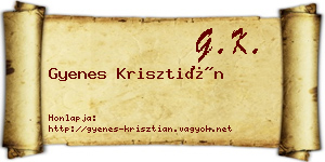 Gyenes Krisztián névjegykártya